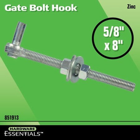 BOLT GATE HOOK 5/8 IN X 8 IN ZC